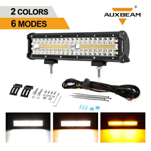 AUXBEAM 12 インチ LED ワークライトバー スポットビーム アンバー + ホワイト ストロボランプ ATV UTV オフロード AUXBEAM 12\
