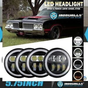 オールズモビル デルタ-88 カトラス 4 個 5.75 インチ LED ヘッドライト DRL エンジェルアイハイロー For Oldsmobile Delta-88 Cutlass 4pcs 5.75inch LED Headlight DRL Angel Eyes Hi-Lo 【並行輸入品】