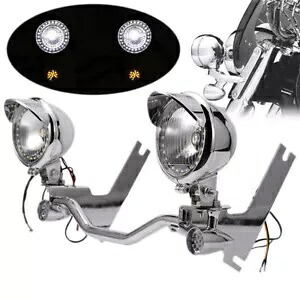 ハーレー用ランプブラケットバー付きパッシングスポットライトターンシグナルインジケーターライト Passing Spot Light Turn Signal Indicator Lights with Lamp Bracket Bar for Harley 【並行輸入品】