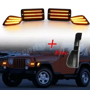 ジープラングラー TJ 97-06 無料収納ボックス + LED フェンダーマーカーライト + ウインカー For Jeep Wrangler TJ 97-06 Free Storage Box+Led Fender Marker Lights+Turn Signal 【並行輸入品】