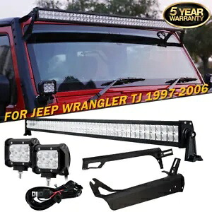 ジープラングラー TJ 97-06 700W 52 インチ LED ライトバー + 2x 4 インチライト + マウントブラケット For Jeep Wrangler TJ 97-06 700W 52inch LED Light Bar+ 2x 4\