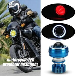 ホワイト + レッド ライト ハイ/ロー ビーム LED プロジェクター ヘッドライト オートバイ エンジェル デーモン White+Red Lights Hi/Low Beam LED Projector Headlight Motorcycle Angel Demon 【並行輸入品】