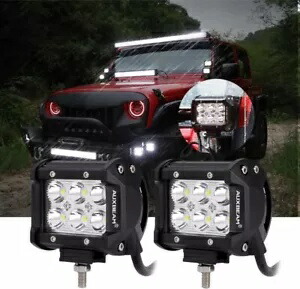 AUXBEAM 6000K 4インチ 18W 2列 LED ライトバー スポットポッド ブラケットハーネスセット付き AUXBEAM 6000K 4\