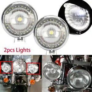 2 * クロームオートバイ弾丸ヘッドライトバケットバイザーハーレーホンダスズキヤマハ用 2*Chrome Motorcycle Bullet Headlight Bucket Visor For Harley Honda Suzuki Yamaha 【並行輸入品】