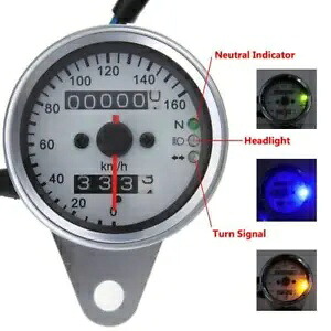 クロームオートバイ LED タコメータースピードメーターゲージチョッパーボバーカフェレーサー用 Chrome Motorcycle LED Tachometer Speedometer Gauge For Chopper Bobber Cafe Racer 【並行輸入品】