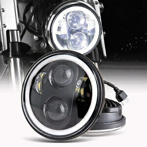 5.75 5-3/4 プロジェクター LED ヘッドライト エンジェル アイ ハイロー ホンダ シャドウ スピリット 750 用 5.75 5-3/4 Projector LED Headlight Angel Eyes Hi-Lo For Honda Shadow Spirit 750 【並行輸入品】