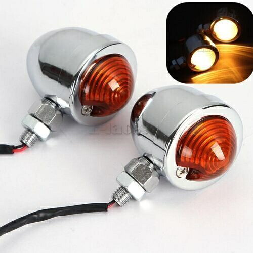 2 個オートバイターンシグナルライトウインカーインジケーターミニアンバーライトクローム 2PCS Motorcycle Turn Signals Light Blinker Indicator Mini Amber Lights Chrome 【並行輸入品】