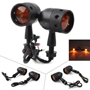 11 LED レトロ ウインカー アンバー インジケーター ライト ランプ ユニバーサル ブラック 11 LED Retro Turn Signals Amber Indicator Lights Lamps Universal Black 【並行輸入品】