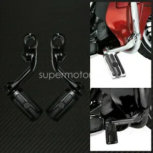 1 インチから 1.25 インチのブラック ロングアングル ハイウェイ ノンスリップ フットペグレスト ハーレー用 1'' to 1.25'' Black Long Angled Highway Non-Slip Foot Peg Rest Fit For Harley 【並行輸入品】