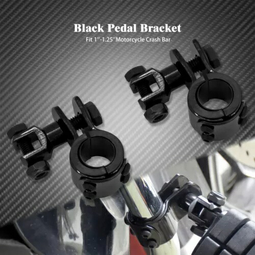 ブラック 1-1/4インチ チューブ エンジンガード ハイウェイ フットペグ クランプ ハーレーホンダ用 Black 1-1/4\