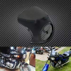 オートバイ 7 ''ヘッドライトフェアリングウインドスクリーンフロントガラスブラックフィットカフェレーサー Motorcycle 7'' Headlight Fairing Wind Screen Windshield Black Fit For Cafe Racer 【並行輸入品】