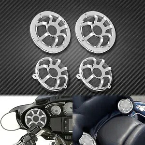 クローム F&R スピーカーグリルマスクカバー ハーレーツーリンググライド 2014-2020 2021 に適合 Chrome F&R Speaker Grill Masks Cover Fit For Harley Touring Glide 2014-2020 2021 【並行輸入品】