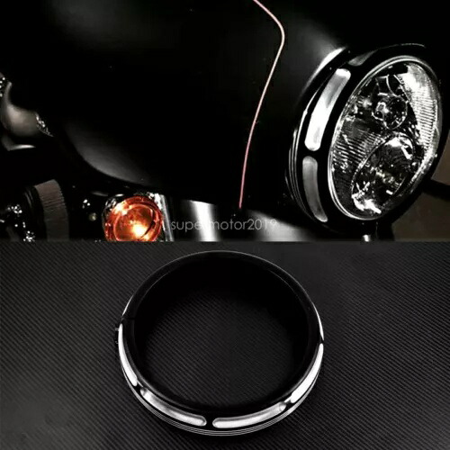 CNC カット 7 インチ バースト ヘッドライト トリム リング ハーレー ツーリング ロードキング グライドに適合 CNC Cut 7'' Burst Headlight Trim Ring Fit For Harley Touring Road King Glide 【並行輸入品】
