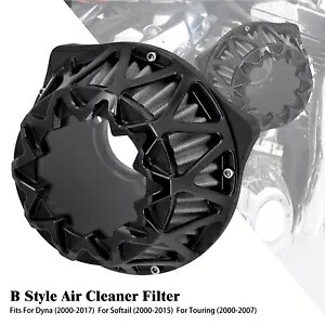 ブラックエアクリーナーフィルターはハーレーツーリング 00-07 ソフテイル 00-15 ダイナ 00-17 に適合します。 Black Air Cleaner Filter Fits For Harley Touring 00-07 Softail 00-15 Dyna 00-17 【並行輸入品】