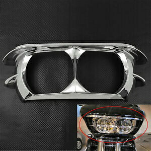 オートバイクロームヘッドライトトリムカバーベゼルハーレーロードグライド 2015-2019 に適合 Motorcycle Chrome Headlight Trim Cover Bezel Fit For Harley Road Glide 2015-2019 【並行輸入品】