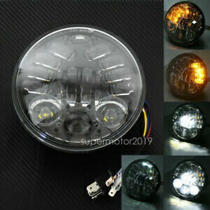 ブラック 5.75 インチ LED プロジェクターヘッドライト電球ターンシグナルランプハーレーダイナに適合 Black 5.75\
