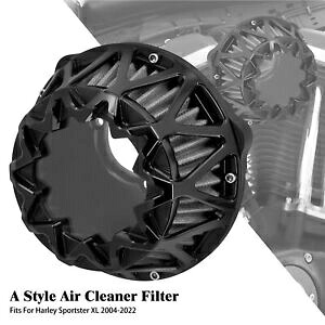 ブラックエアクリーナーフィルターハーレースポーツスターアイアン 883 1200 48 72 2004-2022 に適合 Black Air Cleaner Filter Fit For Harley Sportster Iron 883 1200 48 72 2004-2022 【並行輸入品】