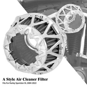 ハーレースポーツスター 883 1200 04-2023 クロームエアクリーナーフィルターグレーインテークに適合 Fit For Harley Sportster 883 1200 04-2023 Chrome Air Cleaner Filter Gray Intake 【並行輸入品】