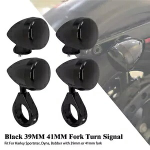 4x 39mm 41mm フォーク クランプ フロント リア LED ランプ ブラック レンズ ターン シグナル ライト付き 4x 39mm 41mm Fork Clamp Front Rear LED Lamp w/ Black Lens Turn Signals Lights 【並行輸入品】