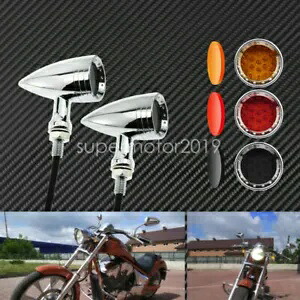 クロームオートバイ弾丸ランニングターンシグナルインジケーターライトハーレー用 Chrome Motorcycle Bullet Running Turn Signal Indicator Light Fit For Harley 【並行輸入品】