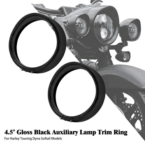 グロスブラック 4.5 インチ補助ライトバイザートリムリングハーレーツーリングソフテイルに適合 Gloss Black 4.5'' Auxiliary Light Visor Trim Ring Fit For Harley Touring Softail 【並行輸入品】