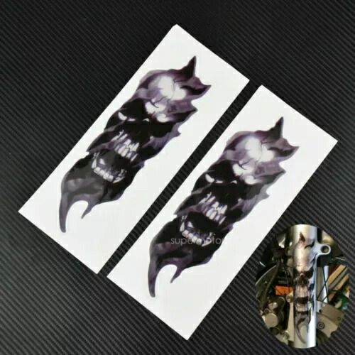 オートバイユニバーサルスカルフォークデカールグラフィックステッカーホンダハーレーに適合 Motorcycles Universal Skull Fork Decals Graphic Stickers Fit For Honda Harley 【並行輸入品】