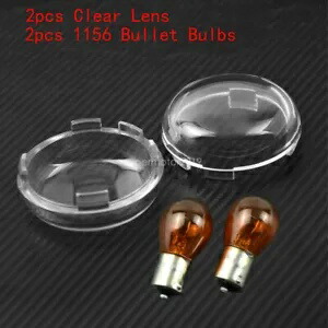 2 個クリアターンシグナルレンズカバー + 1156 弾丸電球ハーレーダイナ 2000-19 に適合 2Pcs Clear Turn Signal Lens Cover + 1156 Bullet Bulb Fit For Harley Dyna 2000-19 【並行輸入品】