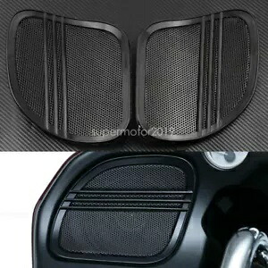 フロントブラックトリラインスピーカーグリルカバートリムハーレーツーリングFLTRX 2015用 Front Black Tri-Line Speaker Grills Cover Trim Fit For Harley Touring FLTRX 2015 【並行輸入品】