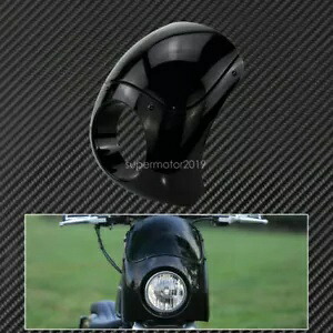 グロスブラック 35-49mm アウトローフロントヘッドライトフェアリングフロントガラスハーレー用 Gloss Black 35-49mm Outlaw Front Headlight Fairing Windshield Fit For Harley 【並行輸入品】