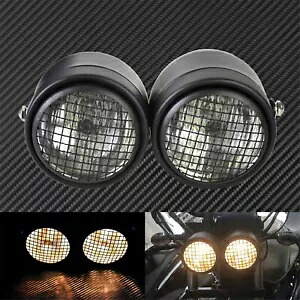 ユニバーサルオートバイツインヘッドライトグリッドダブルデュアルランプハーレーホンダ用 Universal Motorcycle Twin Headlight Grid Double Dual Lamp Fit For Harley Honda 【並行輸入品】 36,465円