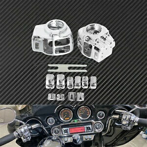 すべてのクロームスイッチハウジングリングカバー + ボタンキャップカバーハーレーツーリング 2013 に適合 All Chrome Switch Housring Cover + Button Cap Cover Fit For Harley Touring 2013 【並行輸入品】