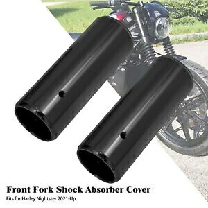 2x フロントアッパーフォークチューブショックアブソーバーカバー ハーレーナイトスター 975 21-2023用 2x Front Upper Fork Tube Shock Absorber Covers For Harley Nightster 975 21-2023 【並行輸入品】