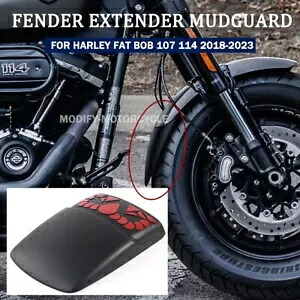 ハーレーダビッドソンファットボブ 107/114 オートバイフロントフェンダーマッドガードエクステンダー For Harley-Davidson Fat Bob 107/114 Motorcycle Front Fenders Mudguard Extender 【並行輸入品】