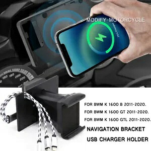 BMW K1600B K1600GT GTL 2011-2020 電話ナビゲーションブラケット USB 充電器ホルダー For BMW K1600B K1600GT GTL 2011-2020 Phone Navigation Bracket USB Charger Holder 【並行輸入品】