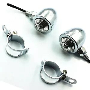 ターンシグナルライト フォーククランプホルダーCB付き カフェレーサークルーザーチョッパーXL用 Turn Signal Light W/ Fork Clamps Holder CB For Cafe Racer Cruiser Chopper XL 【並行輸入品】
