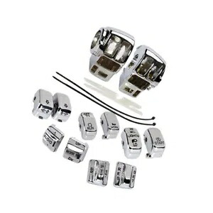 クローム バイク スイッチ カバー + 10 キャップ ハーレー エレクトラ ロード トライ グライド ツーリング用 Chrome Motorbike Switch Cover+10 Cap For Harley Electra Road Tri Glide Touring 【並行輸入品】