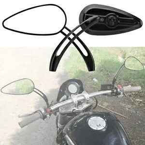 バックミラー ブラック ミラー スカル ティアドロップ ハーレー ダイナ エレクトラグライド オートバイ用 Rearview Black Mirrors Skull Teardrop for Harley Dyna Electra Glide Motorcycle 【並行輸入品】