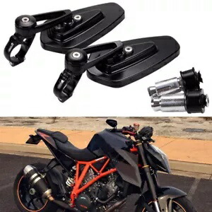 CNC リアビューサイドミラー ユニバーサル オートバイ用 7/8インチ 22mm ハンドルバーエンド ブラック CNC Rear View Side Mirror Universal for Motorcycle 7/8\
