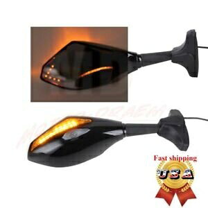 ブラックオートバイ LED ウインカーバックミラースズキ GSXR 600 750 1000 Black Motorcycle LED Turn Signals Rearview Mirrors For Suzuki GSXR 600 750 1000 【並行輸入品】