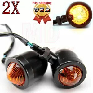 ペアバイク ブラック ミニ ブレット ウインカー ランニング ライト ランプ ボバー チョッパー PAIR MOTORCYCLE BLACK MINI BULLET TURN SIGNALS RUNNING LIGHT LAMP BOBBER CHOPPER 【並行輸入品】