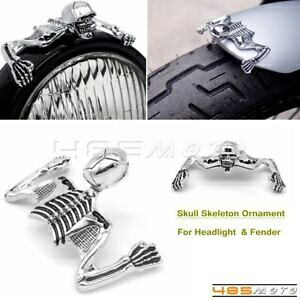 オートバイスカルスケルトン飾りヘッドライトバイザーフェンダーカスタムハーレーダイナ用 Motorcycle Skull Skeleton Ornament Headlight Visor Fender Custom for Harley Dyna 【並行輸入品】