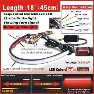 オートバイスクーター 12V-24V スイッチバック流れる LED ライトストリップチューブ DRL テールライト Motorcycle Scooter 12V-24V Switchback Flowing LED Light Strip Tube DRL Taillight 【並行輸入品】