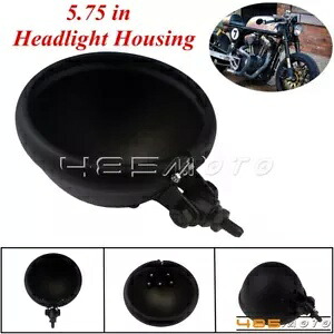 ハーレーカフェレーサー用マットブラック5.75インチLEDヘッドライトハウジングバケット Matte Black 5.75 in LED Headlight Housing Bucket For Harley Cafe Racer 【並行輸入品】