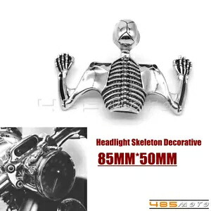 スカルヘッドライトオーナメントハーレー4-1/2 5-3/4インチヘッドライトバイザースケルトンアクセント Skull Headlight Ornament For Harley 4-1/2 5-3/4\