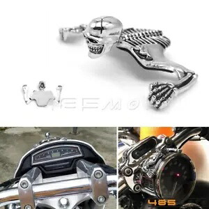 クローム スカル オーナメント 7 インチ ヘッドライト フェンダー バイザー スケルトン ステッカー ハーレー用 Chrome Skull Ornament 7 Inch Headlight Fender Visor Skeleton Sticker For Harley 【並行輸入品】