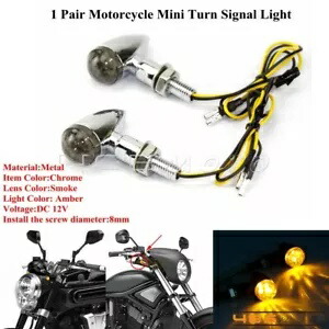 クローム LED ミニ弾丸ターンシグナルライト 8 ミリメートルボルトアンバーライトウインカーハーレー Chrome LED Mini Bullet Turn Signal Light 8mm Bolt Amber Light Blinker For Harley 【並行輸入品】