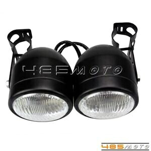 オートバイツインヘッドライトダブルデュアルランプユニバーサルバイクヘッドライト用 Motorcycle Twin Headlight Double Dual Lamp for Universal Motorbike Head Lights 【並行輸入品】