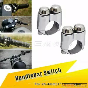 2 個クロームオートバイマイクロスイッチコントロール 2 ボタンウインカースイッチ 1 インチバー 2Pcs Chrome Motorcycle Microswitch Control 2-Button Turn Signals Switch 1\