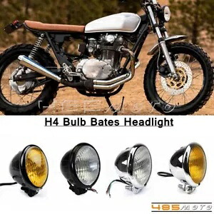 4.5 インチ ヴィンテージ ベイツ スタイル フロント ヘッドライト ハーレー ダイナ ソフテイル ツーリング カスタム用 4.5'' Vintage Bates Style Front Headlight For Harley Dyna Softail Touring Custom 【並行輸入品】
