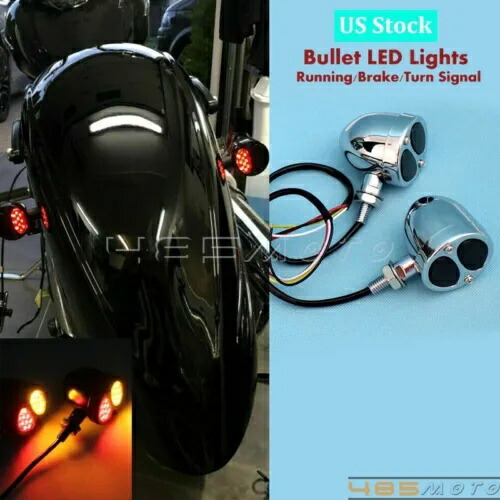 LED ブレットターンシグナルライトアンバーレッドインジケーター ボバーチョッパーカフェレーサー用 LED Bullet Turn Signal Lights Amber Red Indicator for Bobber Chopper Cafe Racer 【並行輸入品】